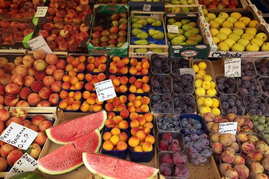 The Market in the town of Pallanza near to Verbania on the Lago maggiore in the Lombardia  in north Italy.