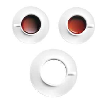 White porcelain Cup of black coffee on white background
