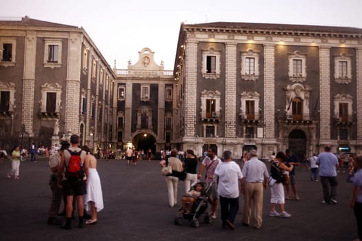 the Dom Sant Agata at the Piazza del Duomo in the old town of Catania in Sicily in south Italy in Europe.