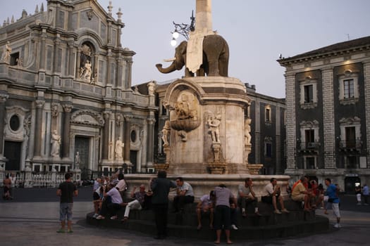 the Dom Sant Agata at the Piazza del Duomo in the old town of Catania in Sicily in south Italy in Europe.