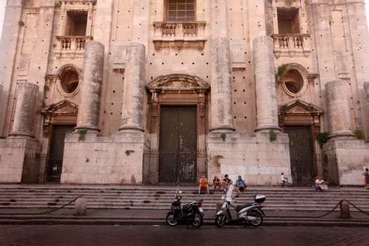 the Dom Sant Agata at the Piazza del Duomo in the old town of Catania in Sicily in south Italy in Europe.