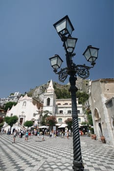 The old Town of  Taormina in Sicily in south Italy in Europe.