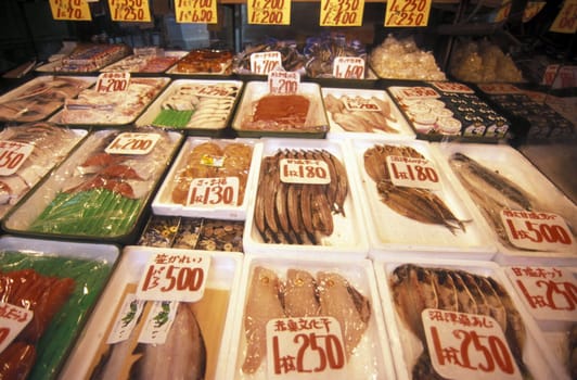 a fish Shop in the City centre of Tokyo in Japan in Asia,....