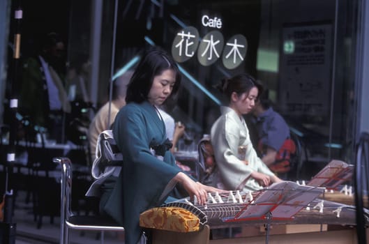 a tea ceremony in a traditional teahouse in the City centre of Tokyo in Japan in Asia,....