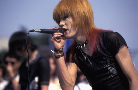a Japanese Youth Punk Band plays on a square in the City of Tokyo in Japan in Asia,....
