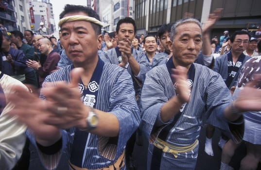 one of the big festival in the Asakusa Senso Ji temple in the city center of Tokyo in Japan in Asia,....