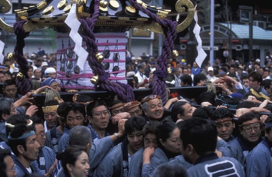 one of the big festival in the Asakusa Senso Ji temple in the city center of Tokyo in Japan in Asia,....
