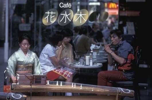 a tea ceremony in a traditional teahouse in the City centre of Tokyo in Japan in Asia,....