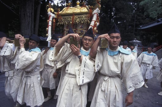 the historical festival in the Shrines of Nikko in the north of Tokyo in Japan in Asia,....