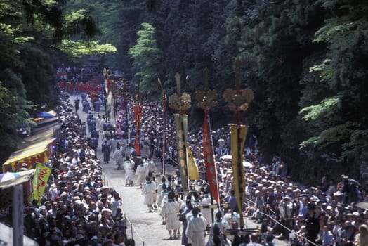 the historical festival in the Shrines of Nikko in the north of Tokyo in Japan in Asia,....