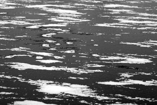 Ice floating on the river in winter Moscow in Russia