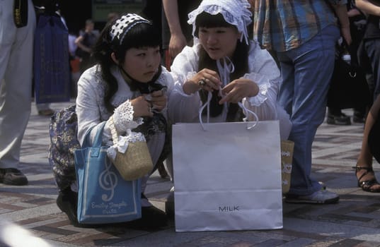 the revolucionary Rainbowkids in a squre in the City centre of Tokyo in Japan in Asia,....