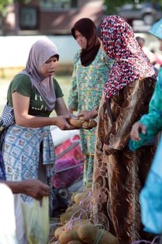 fruits  at the market in the city of Bandar seri Begawan in the country of Brunei Darussalam on Borneo in Southeastasia.