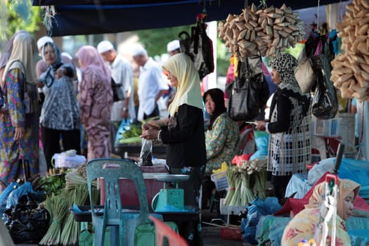 fruits and fegetable at the market in the city of Bandar seri Begawan in the country of Brunei Darussalam on Borneo in Southeastasia.