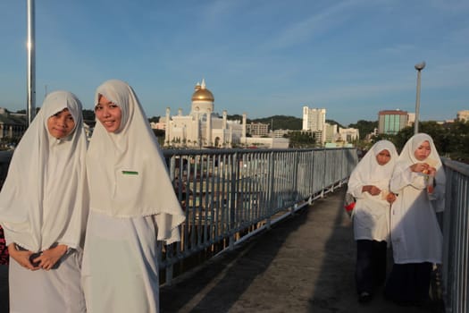 the water village and town of Kampung Ayer in the city of Bandar seri Begawan in the country of Brunei Darussalam on Borneo in Southeastasia.