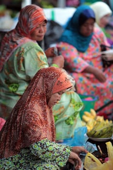 fruits and fegetable at the market in the city of Bandar seri Begawan in the country of Brunei Darussalam on Borneo in Southeastasia.