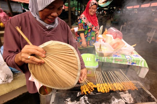Everyday life at the market in the centre of the capital Bandar Seri Begawan in the kingdom of Brunei Darussalam on Borneo in South East Asia