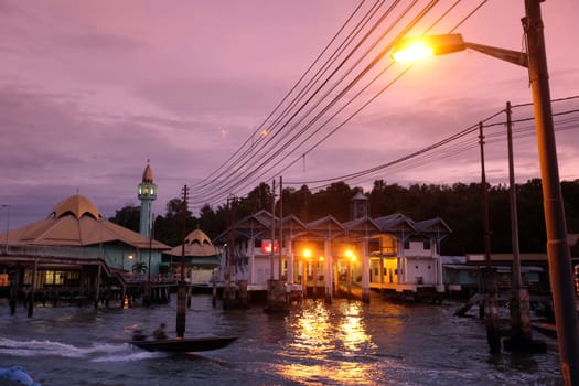 the water village and town of Kampung Ayer in the city of Bandar seri Begawan in the country of Brunei Darussalam on Borneo in Southeastasia.