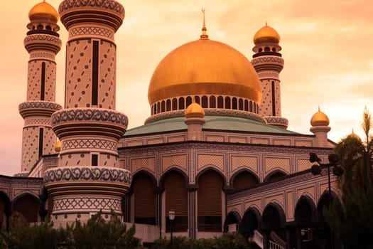 The Jame Asr Hassanil Bolkiah Mosque in the city of Bandar seri Begawan in the country of Brunei Darussalam on Borneo in Southeastasia.