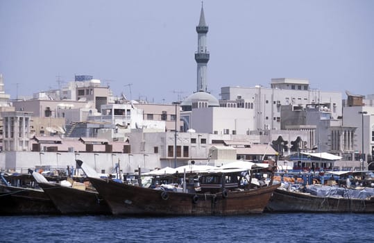 the old town in the city of Dubai in the Arab Emirates in the Gulf of Arabia.