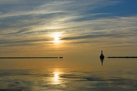 Sun and Calm in the Evening on Lake Superior near McLain State Park in Michigan
