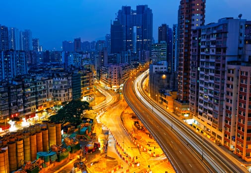 Hong Kong downtown , To Kwa Wan District at night