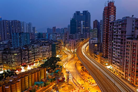 Hong Kong downtown , To Kwa Wan District at night