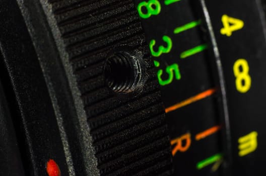 The digital camera lens closeup to design the first pages of magazines