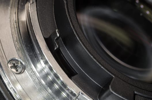The digital camera lens closeup to design the first pages of magazines