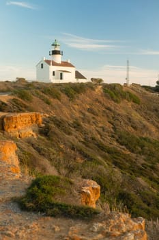A vertical composition of Point Loma in the evening