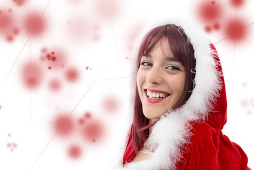 a portrait of beautiful  girl wearing santa claus clothes