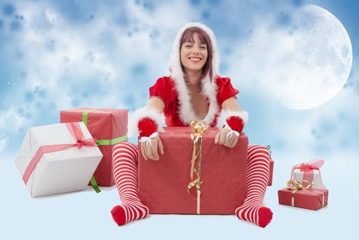 a beautiful sexy girl wearing santa claus clothes
