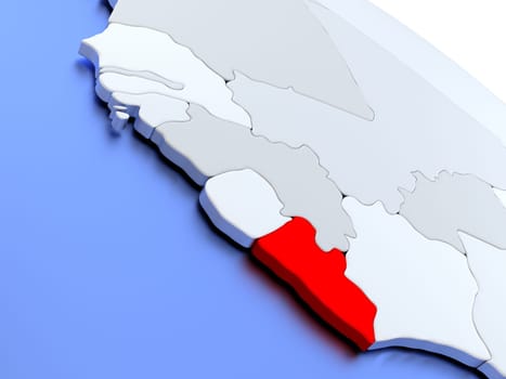 Map of Liberia on elegant silver 3D globe with blue oceans. 3D illustration