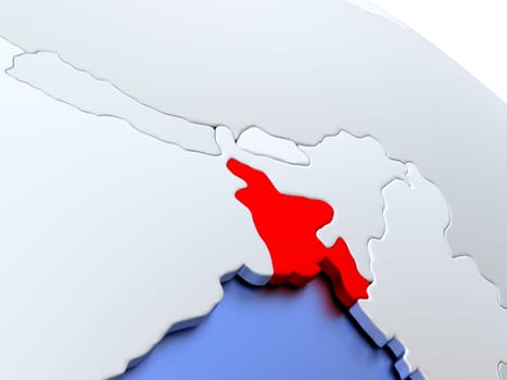 Map of Bangladesh on elegant silver 3D globe with blue oceans. 3D illustration