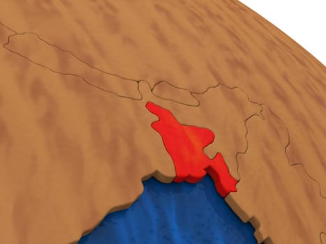 Map of Bangladesh on wooden globe. 3D illustration