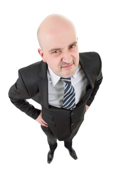 mad businessman full body in a white background