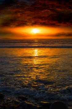 beal beach near ballybunion on the wild atlantic way ireland with an orange sunset