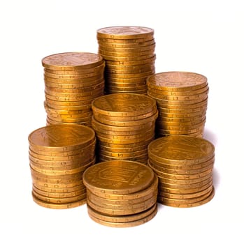 image of coins on a white background close-up