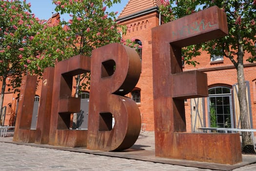 the lettering "Love"" on the grounds of the Kulturbrauerei in Berlin"