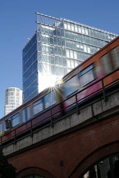 moving S-Bahn in the city center of Berlin