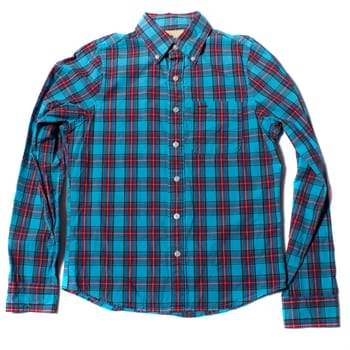 Red and blue checkered long sleeved shirt