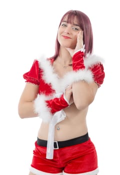 christmas. portrait of beautiful sexy girl wearing santa claus clothes