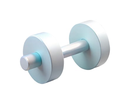 A sleek and modern holographic 3D icon of a dumbbell, designed with smooth curves and a minimalistic style, isolated on white background. Ideal for fitness, health, and wellness-related content.