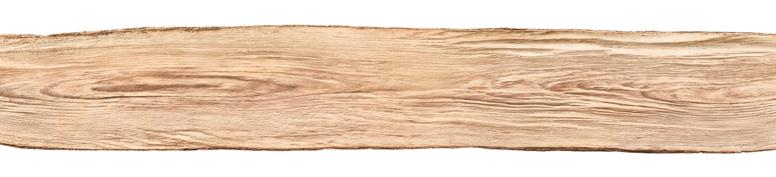 Rustic background banner: a nice long untreated wood board from a beech tree,isolated on white