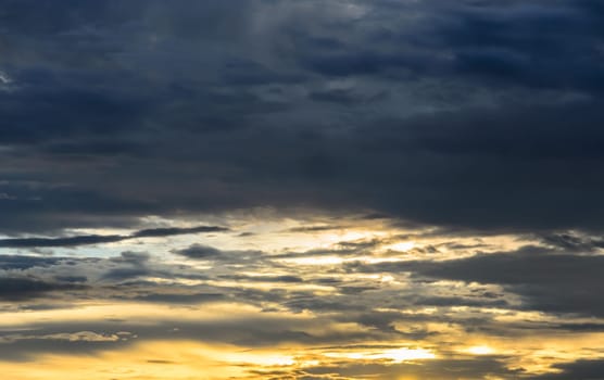 Dramatic sunset sky with cloud after the rain