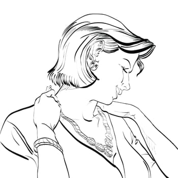Portrait of a woman hands drawn vector illustration. Silhouette of a girl