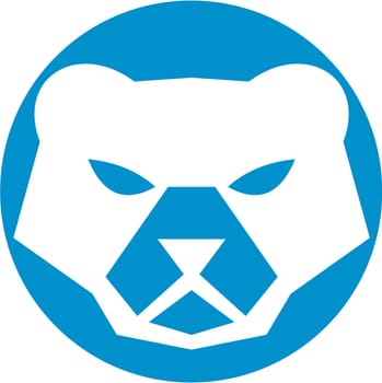 Illustration of a polar bear head viewed from front set inside circle on isolated background done in retro style.