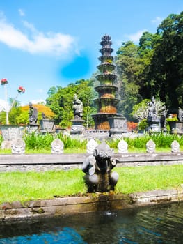 Karangasem, Indonesia - April 17, 2012: Tirtagangga water palace at Bali island at Indonesia