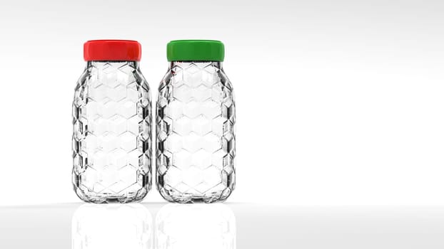 The 3d rendering nice glass bottle isolated with white background color