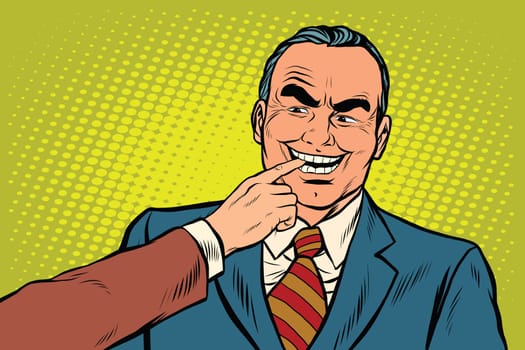 Boss bites the finger, pop art retro vector illustration